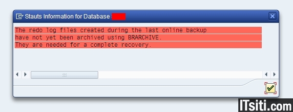 Redo Logs Archived Error using BRARCHIVE in DB12
